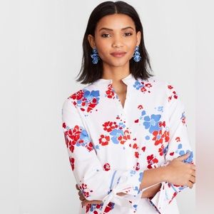 Brooks Brothers floral print Supima cotton sateen white tunic